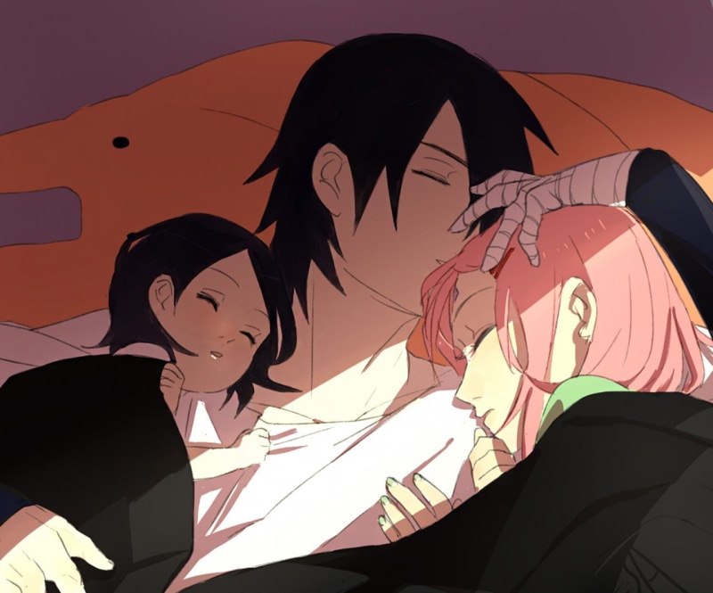  digital, Sakura Haruno, Sasuke Uchiha, character, 720P, Naruto, Sarada Uchiha, Anime, Boruto: Naruto the Movie
