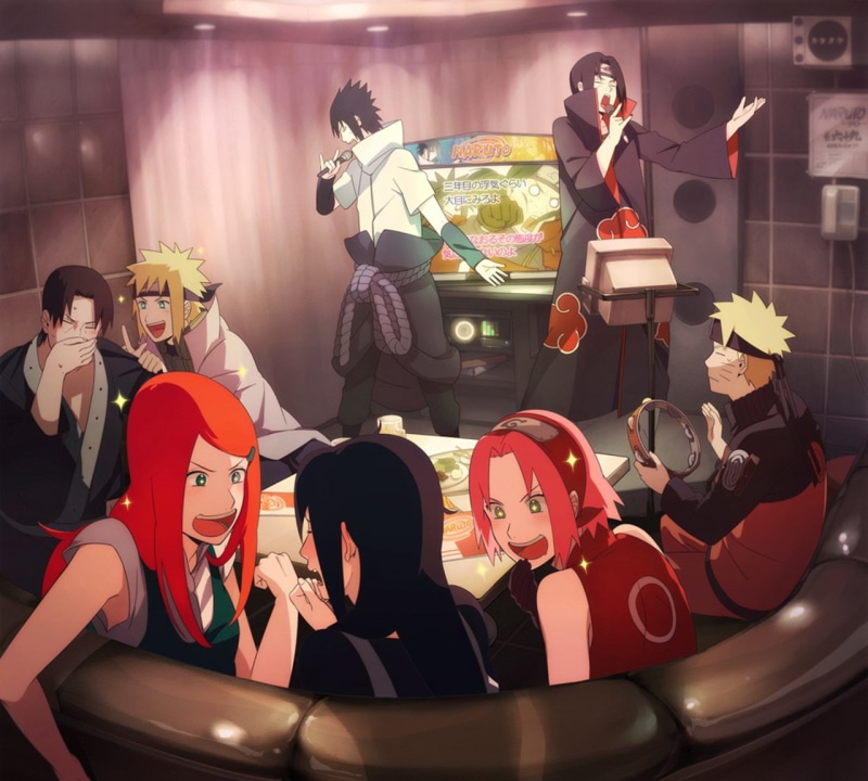 720P, adult, Mikoto Uchiha, indoors, Sasuke Uchiha, females, illustration, color Image, men, musician, Kushina Uzumaki, happiness, characters, sitting