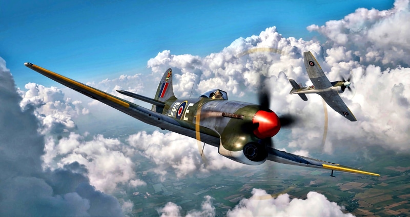 multi-role fighter, 2K, RAF, Hawker Aircraft, 4x20 mm Hispano gun Mk.V, Hawker Tempest Mk.V, during the Second World war, Engine Napier Sabre II