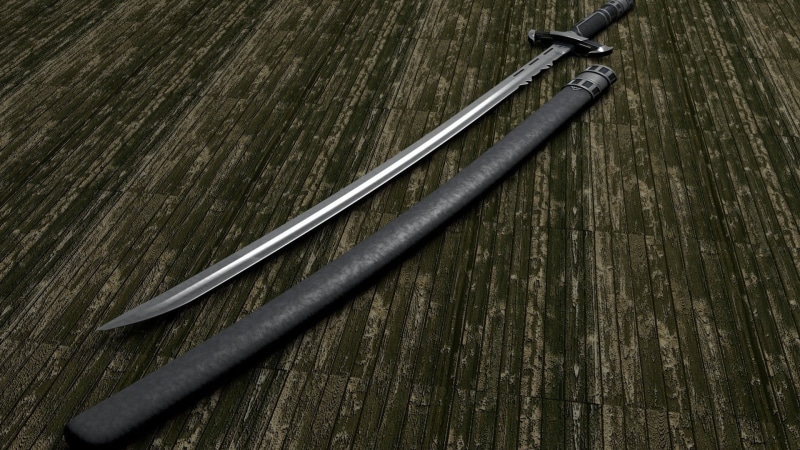 directly above, pattern, two objects, textured, still life, sword, single object, hilt, wood - material, brush, no people, paintbrush, high angle view