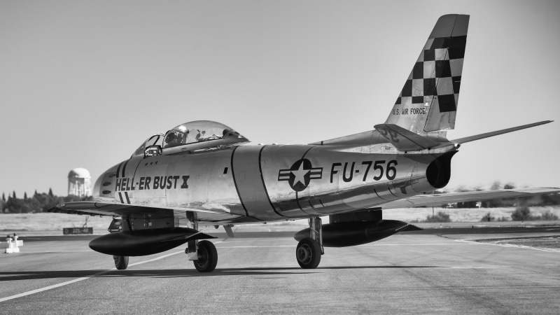 fighter, jet, F-86, 4K, Sabre