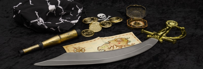 studio shot, header, banner, day, metal, gold colored, skull and crossbones, treasure map, art and craft, military, carneval, pirates, gold, zulfiqar, jewelry