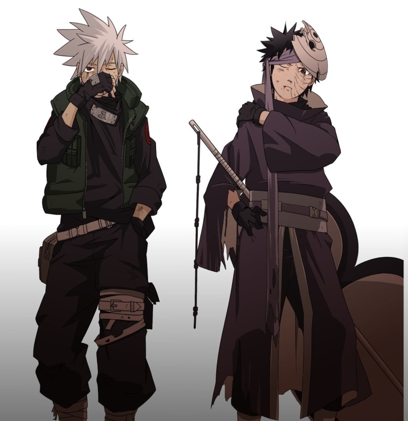 uchiha obito artwork nohara rin hatake kakashi sharingan anime boys, 480P
