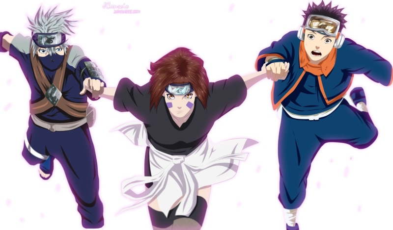 1080P, Anime, Naruto, Rin Nohara, Kakashi Hatake, Obito Uchiha