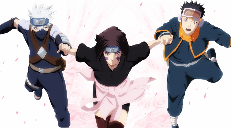 Rin Nohara, Obito Uchiha, Kakashi Hatake, Naruto, Anime, 2K