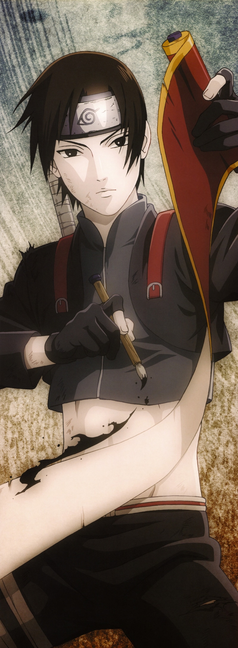 adult, front view, Naruto Shippuuden, day, men, business, mid adult, Saï, standing, sai, young adult, indoors, obscured face, waist up, contemplation, bizarre