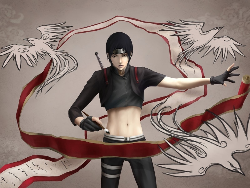mural, portrait, three quarter length, black color, indoors, Art, one person, shorts, Brush, fashion, young adult, red, representation, 720P, Zetsuai