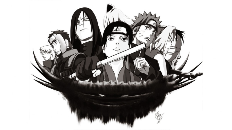 Orochimaru (Naruto), Yamato (Naruto), art and craft, male likeness, Sakura Haruno, Naruto, indoors, belief, female likeness, still life, representation
