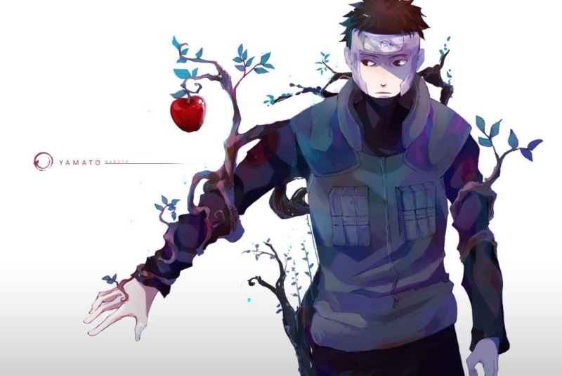 headband, naruto, eyes, 720P, apple, shippuden, yamato, hair, brown, black, leaves