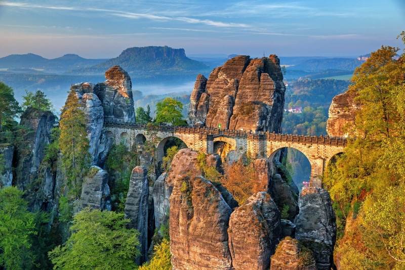 saxon switzerland, travel, photo, mountains, non-urban scene, tranquility, bastei, eroded, plant, travel destinations, arch, bridge - man made structure