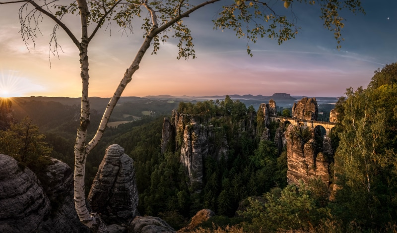 scenics, green, Bastei, Sachsen, landscape, photography, rock - Object, romantic, Sunrise, mountain, famous Place, horizon, Germany, outdoors, rock formation