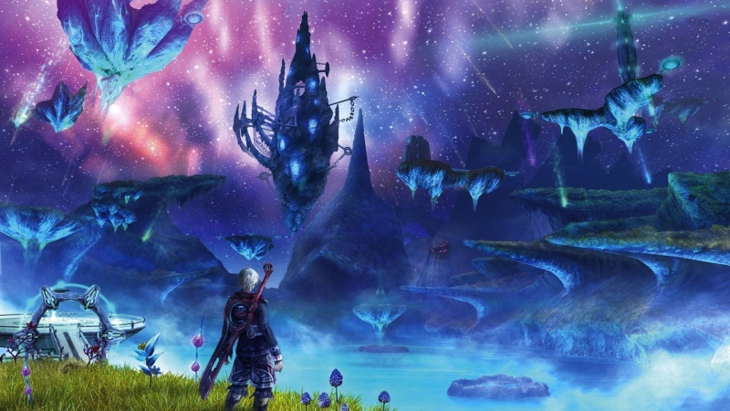 Xenoblade Chronicles, chronicles, screenshot, built structure, Shulk, beauty in nature, multi colored, purple, animals in captivity, arts culture and entertainment