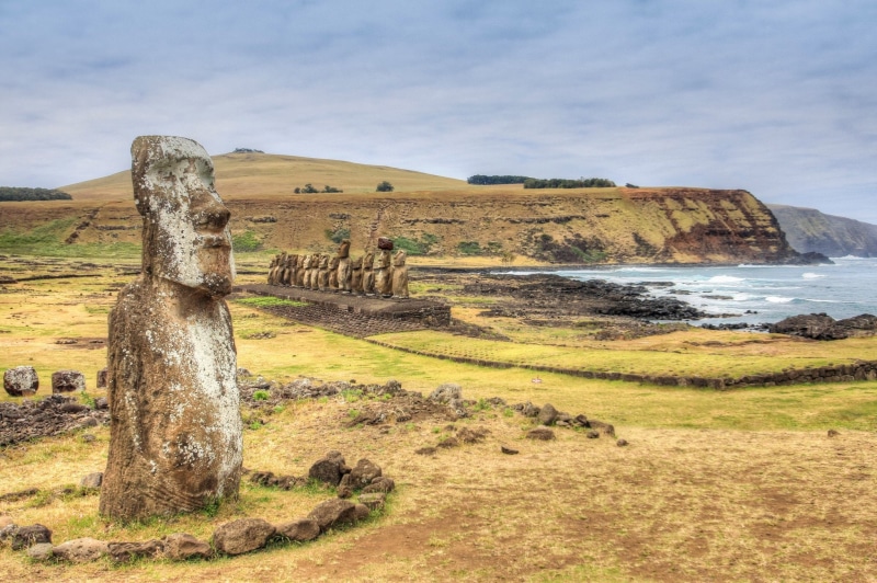 nui, stones, island, easter, 1080P, chile, nature, rapa, statue