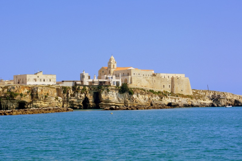 city, building exterior, sea, clear sky, water, sky, tourism, costa, nature, building, travel, puglia, blue, old, no people, the past, built structure