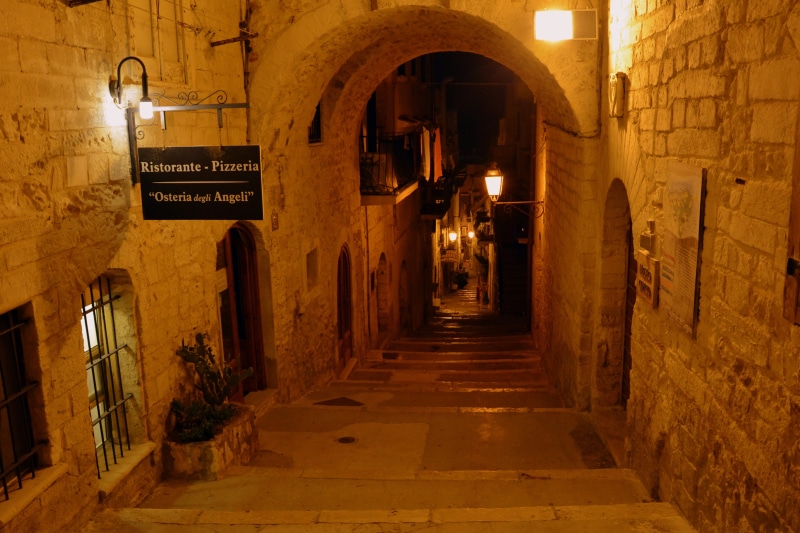 italy, history, building exterior, entrance, light, lighting equipment, puglia, night, building, teaches, 4K, architecture, arch, the way forward, arcade