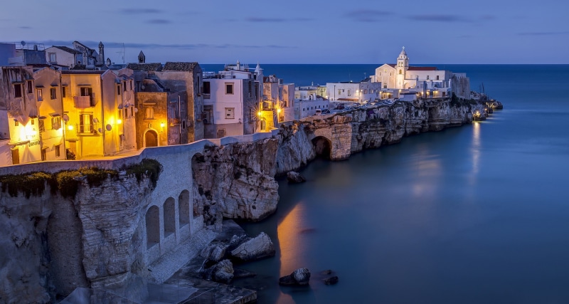 1080P, Italy, Vieste, building, sea, Adriatic Sea, rocks, The Adriatic sea, Apulia