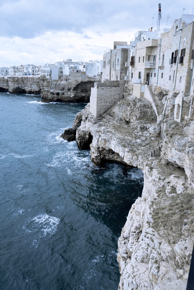 building exterior, polignano a mare, no people, nature, white houses, puglia, shoreline, coast, building, land, sea, 5K, promontory, travel, power in nature
