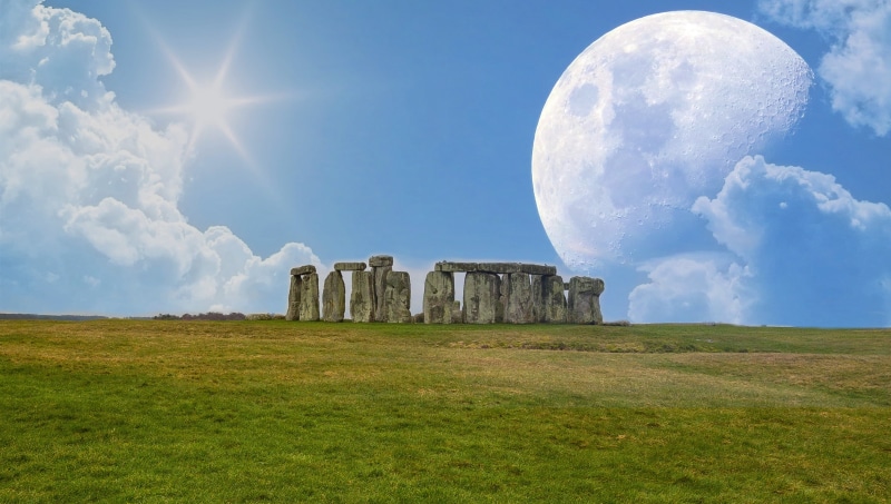 abendstimmung, moon, architecture, land, london, day, fringe, travel destinations, old ruin, full moon, archaeology, united kingdom, no people, night sky