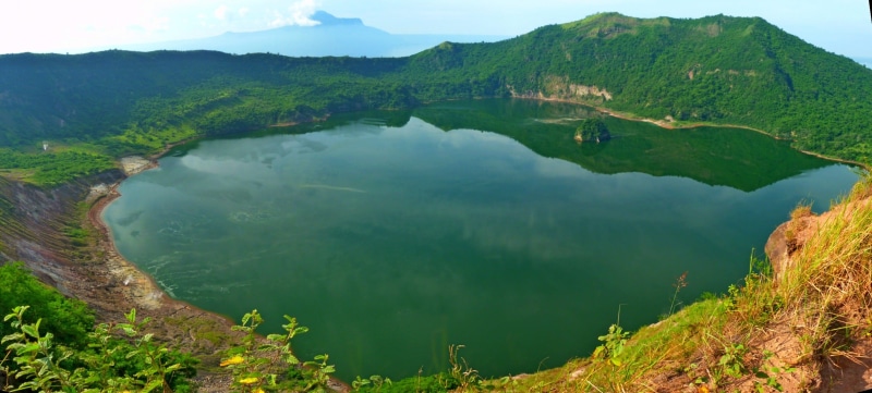 2K, taal, nature, landscape, high angle view, tranquility, tranquil scene, standing water, island, idyllic, volcanic crater, reflection, no one, philippines