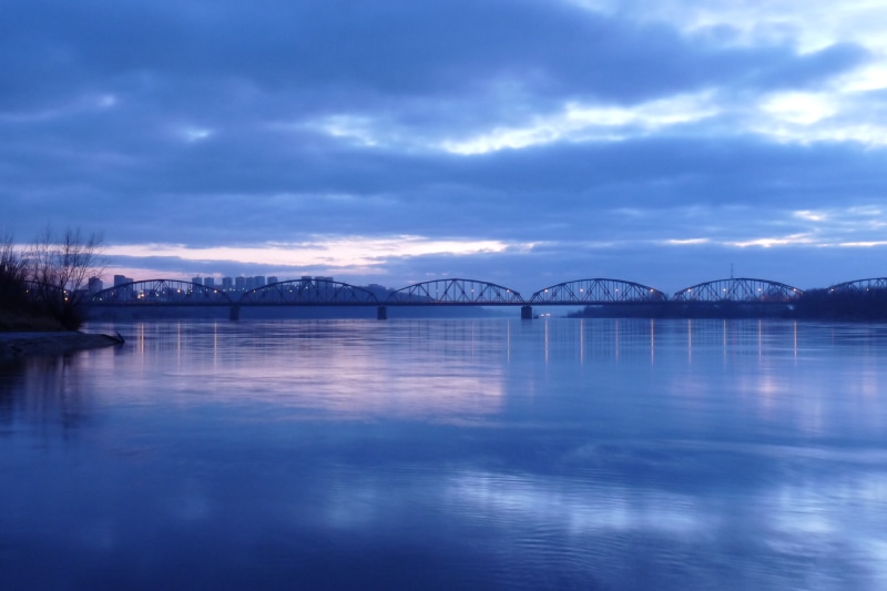 outdoors, 2K, landscape, river, waterfront, bridge - man made structure, grudziadz, nature, bridge, panoramic, the wave is reflected, dramatic sky, built structure