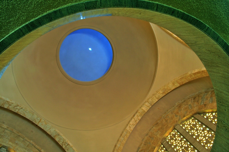 arts culture and entertainment, shape, design, built structure, ornate, circle, monolith, history, building, directly below, green color, no people, indoors