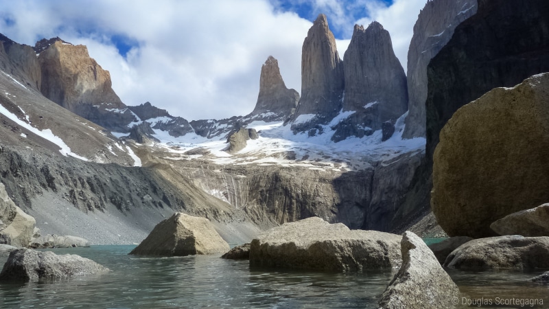 monolith, wild, patagonia, outdoors, Las Torres, montanha, lake, chile, las, daytime, water, rocks, nature, torres del paine, water  color, colorful, summer