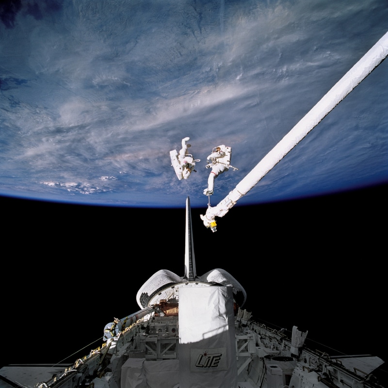 eva, religion, building, suit, space, floating, sculpture, place of worship, tools, 4K, cloud - sky, low angle view, spacewalk, cross, maintenance, sky