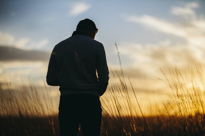 one Person, standing, field, 5K, freedom, fishing, people, silhouette, landscape, three quarter length, contemplation, rear view, beauty in nature, males