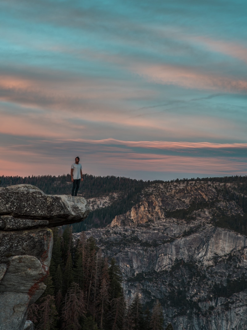 formation, tree, sunrise, rock formation, near, 4K, cliff, tranquil scene, person, non-urban scene, top, sunset, man, rock, solid, standing, real people