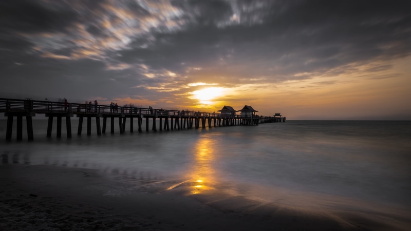 landscape, depth, hut, sky, clouds, landscapes, Travel photography, seascape, yellow, pier, reflection, natural, peaceful, beach, long exposure, people
