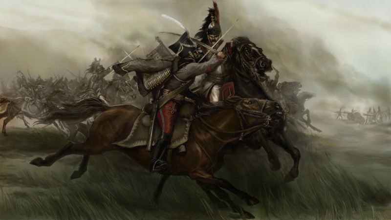 Warband, smoke - physical structure, gouache, art, Patriotic war of 1812., working animal, real people, 2K, plant, one person, riding, day