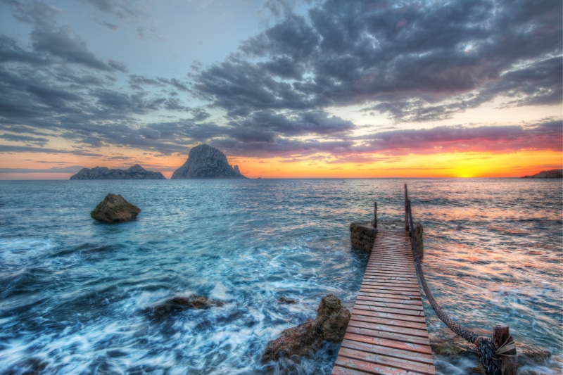 sky, photography, Ibiza, outdoors, walk, world, dusk, sunset  beach, autonomous, ocean, rock - Object, Reino de España, pastel, landscape, spain, scenic