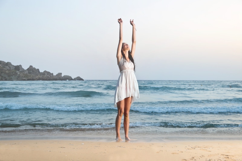 Girl, Sky, women, background, Horizon, relax, wearing, hair, limb, human arm, summer, lifestyle, leisure activity, stretching, smile, trip, vacations, Happy