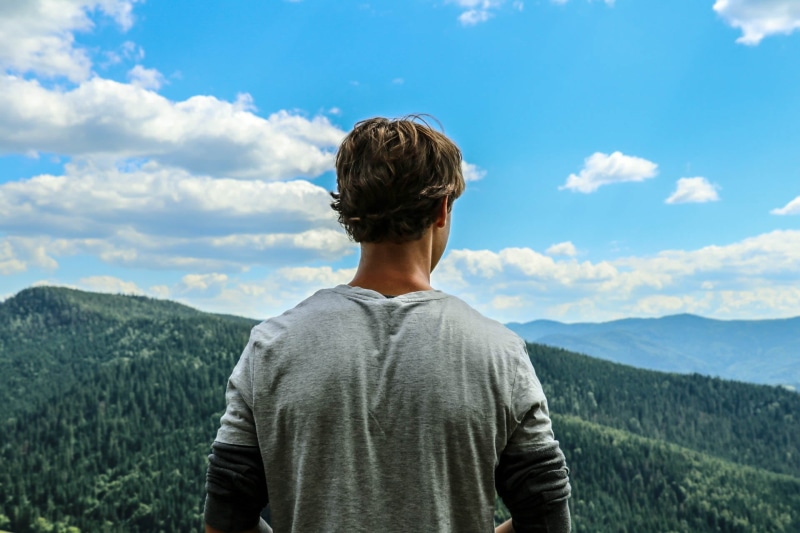 day, beauty in nature, adults only, hiking, one person, land, inspirational, tourist, leisure, inspire, backpacker, front, survival, looking at view, inspiring