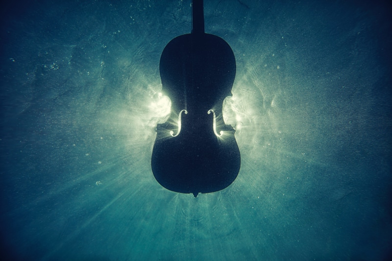 swimming, sea, diving equipment, Underwater, 5K, 5K, real people, blue, exploration, low angle view, men, full length, one person, silhouette, illuminated