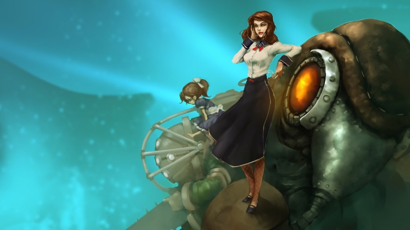 blue, diving suit, people, Songbird (BioShock), nature, water, BioShock, underwater diving, undersea, marine, aquatic sport, BioShock Infinite, 1080P