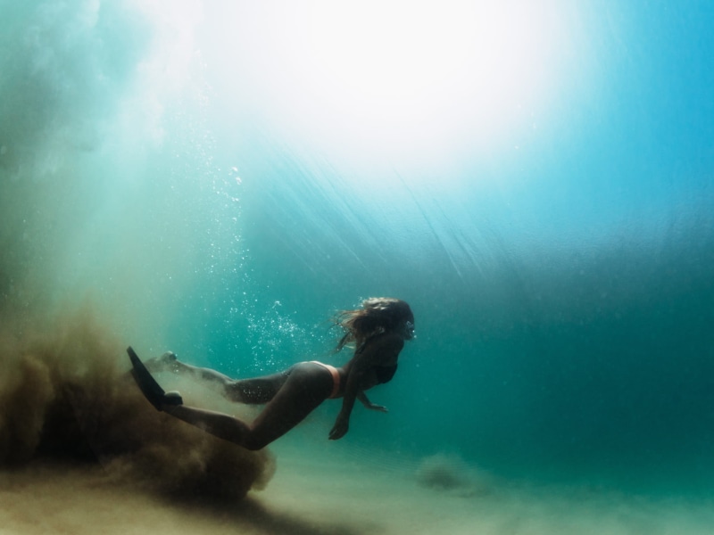 world, daytime, undersea, holiday, swimming, underwater, 1080P, day, sport, diving flipper, woman, ocean, scuba mask, full length, exploration, water
