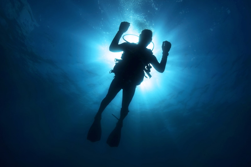 undersea, diving flipper, diving, low angle view, adventure, sport, nature, aquatic sport, blue, diving equipment, scuba, underwater diving, underwater