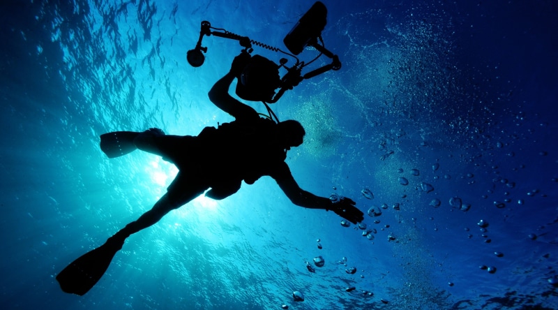 Camera, Exploring, Diving, Light, Travel, nature, adventure, exploration, Other, Ocean, low angle view, Diver, sea, silhouette, Water, leisure activity