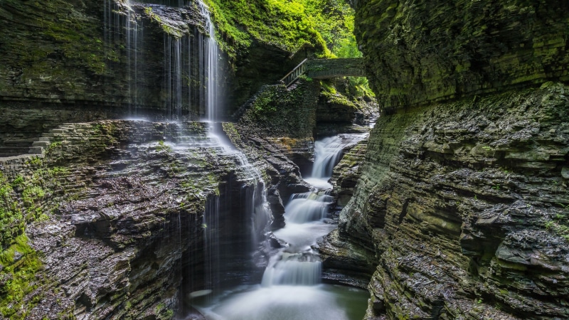 ravine, new york, rainbow falls, glen creek, usa, watkins glen state park, watkins glen, stream, chute, state park, waterfall, body of water, creek, watkins glen park