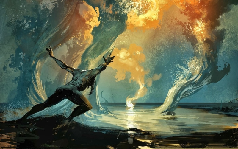 motion, 1080P, sculpture, opening, digital composite, magic, reflection, outdoors, arms, artwork, body, animals in the wild, art and craft, nature, representation