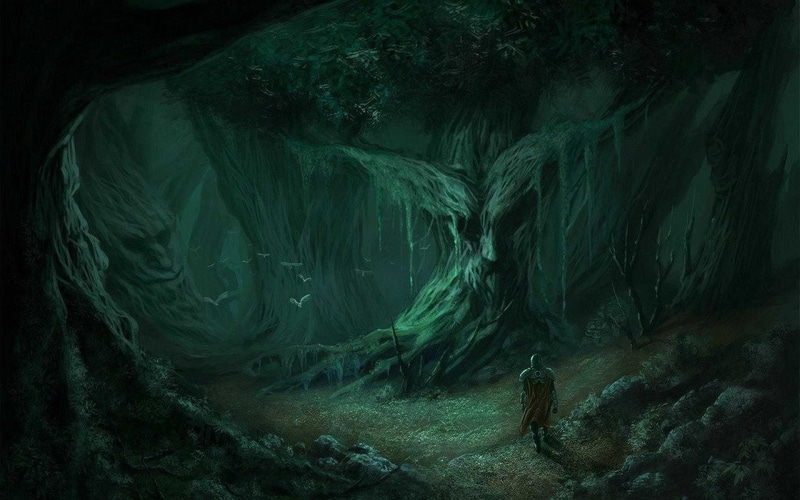 dreamlike, environment, ethereal, cave, geology, pattern, no people, standing, tree, 1080P, water, land, indoors, tranquility, beauty in nature, fantasy art