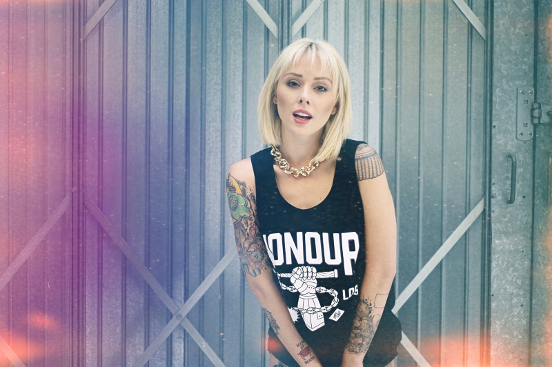 blonde, one person, waist up, beauty, standing, architecture, young adult, metal, dyed hair, portrait, girl, beautiful woman, female, casual clothing, woman