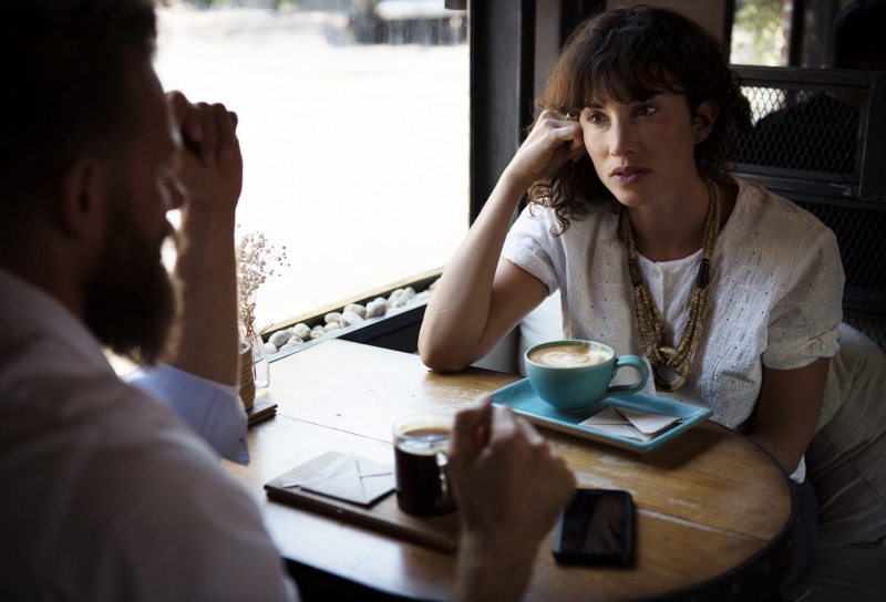 shirt, dress, coffee cup, listening, portrait, drink, men, 5K, meeting, young men, communication, top, mug, henley, talking, headshot, couple - relationship