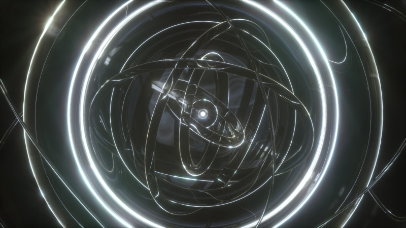 night, space, no people, light painting, abstract, spiral, motion, orb, indoors, light trail, pattern, 1080P, OctaneRender by OTOY, art and craft, metal