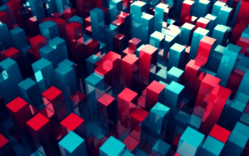 2K, 3D Blocks, abstract, cube