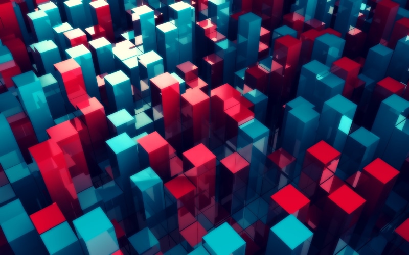 abstract, 3D Blocks, cube, 2K
