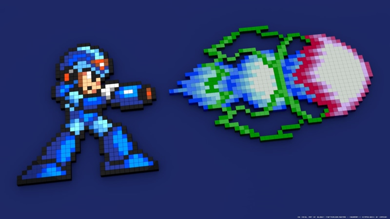 data, Mega Man X, 3D, blue, no people, video games, computer network, pixel art, technology, illustration, 1080P, screen, internet, creativity, 16-bit