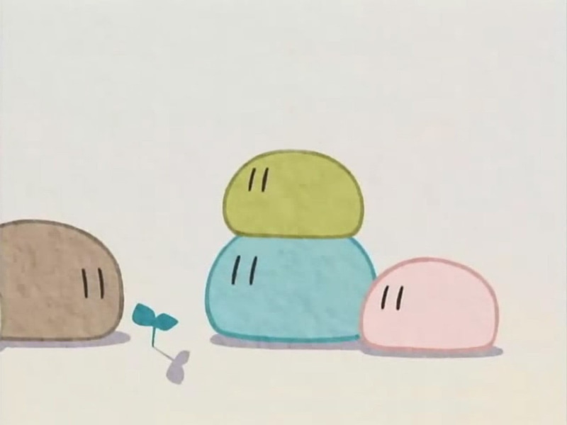 dango, Clannad, circle, colored background, animals, communication, 720P, adhesive note, copy space, still life, western script, group of objects, small group of objects