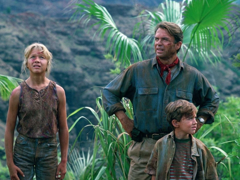 outdoors, smiling, mature adult, waist up, Jurassic Park, Sam Neill, nature, childhood, togetherness, 720P, child, men, real people, adult, day, males